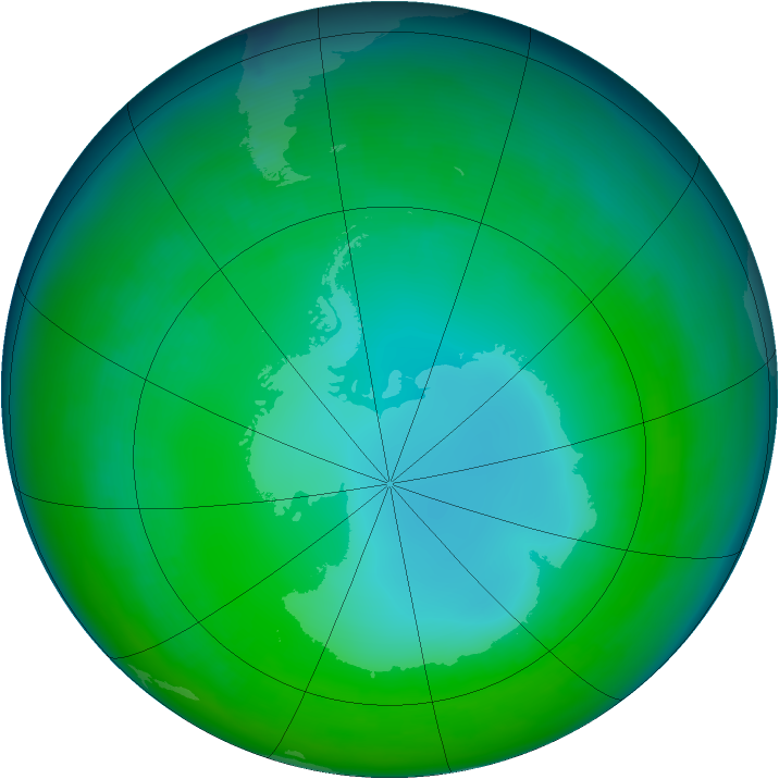 Antarctic ozone map for July 2004